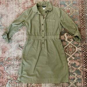 Women’s Long Sleeve Half Button Up Shirt Dress with Pockets